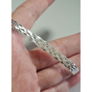 Braided herringbone sterling silver bracelet